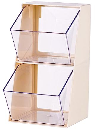 Hosoncovy Tea Drawer Organizer,2 Layer Transparent Tea Bag Coffee Capsule Sugar Storage Holder - Tea Box Containers Tea Packet Rack Teabag Shelf Tea Station Stand for Cabinet Countertop (White)