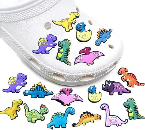 Jatidne Shoe Decoration Charms for Dinosaur Croc Charms, DIY Shoe Accessories PVC Cartoon Pack of 20