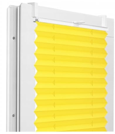 Fenster DEKOR - Plissee Klemmfix ohne Bohren Breite 85 cm x Höhe 200 cm - Fenster Plissees innen Gelb - Faltrollo Blickdicht - Faltrollos einfach zu montieren - Blissett Rollo