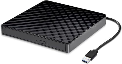 Grehge rnal CD DVD Drive Portable USB 3.0 Reader CD/DVD RW Burner Player Optical Slim DVD Low Noise Drive High Speed Data Transfer Super Drive for Laptop Desktop Mac,IOS, Windows 10/8/7/ XP/Linux