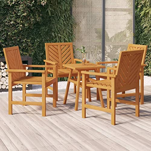 ADWOA Garten-Essstühle 3 STK. Massivholz Akazie Gartenstuhl Holz Stapelstuhl Garten