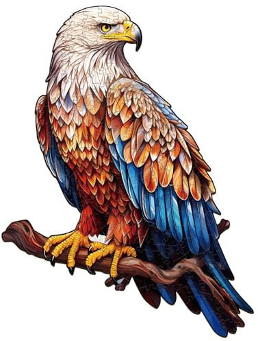 Funnli Holzpuzzles für Erwachsene und Kinder,Einzigartige Tierförmige Holz-Puzzle (Mächtiger Weißkopfseeadler), Puzzle aus Tierteilen (L-12 * 15.9in-250 Stück)