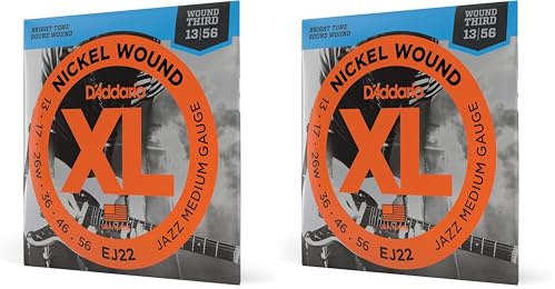 D'Addario Guitar Strings - XL Nickel Electric Guitar Strings - EJ22 - Perfect Intonation, Consistent Feel, Reliable Durability - For 6 String Guitars - 13-56 Jazz Medium (Pack of 2)