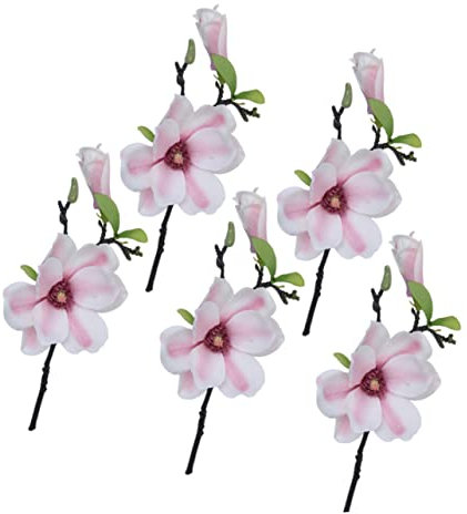 IMIKEYA 5stücke Künstliche Magnolien Kleine Seidenblumen in Rosa Dekoration für Zuhause Garten Hochzeit Langlebig und Pflegeleicht