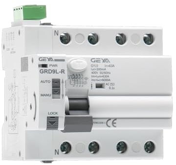 GEYA Disjoncteur à Réenclenchement Automatique 6KA ELCB RCCB RCD Type AC (Réenclencheur AC220V+RCCB 4P-63A-300mA)