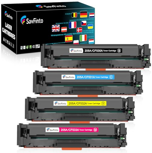 SavFinto 205A Toner Kompatibel mit HP CF530A CF531A CF532A CF533A Tonerkartuschen für HP Color LaserJet Pro MFP M180n M180nw M181fw Color LaserJet pro M154a M154nw (Black/Cyan/Yellow/Magenta, 4 Stück)