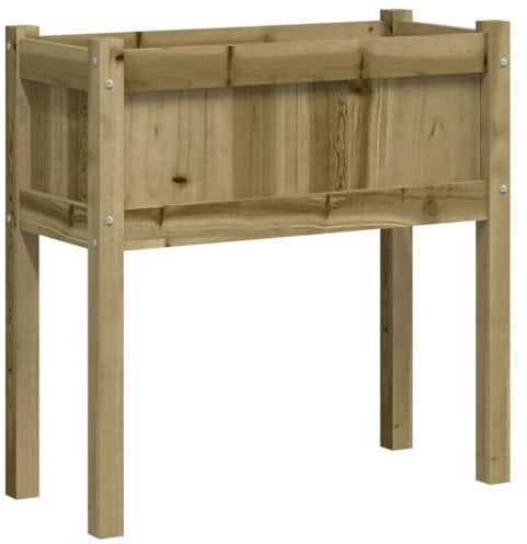 vidaXL Jardinera con Patas, Macetero Elevado Rectangular, Jardinera de Plantas Flores, Jardinera Exterior Balcón Terraza, Madera de Pino Impregnada
