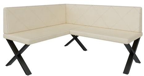 FURNISTAR Eckbank Akiko Metal X - Eckbankgruppe für Ihrem Esszimmer, Küche modern, Sitzecke, Essecke. Perfekt für Küche, Büro und Rezeption. Solide und Starke Verarbeitung. (142x168-Links-Soft18)