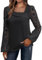 Chemisiers Et Blouses Femme, T Shirt One Piece Defroisseur Chemise Blouse Paillettes Femme Mode Femmes Décontracté Dentelle Ample Épissure À Manches Longues T-Shirt Été Hauts (Black,3XL)