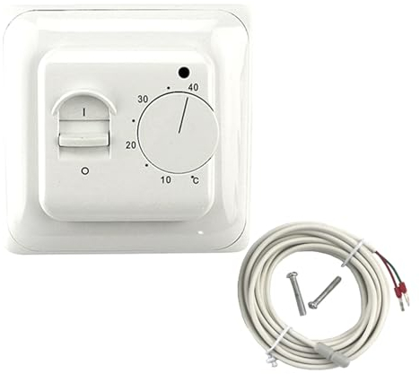 1Stk, Programmierbarer Fußbodenheizungsthermostat, elektrischer Regler mit Luft- und Bodenfühler, weiß, 3m Fühler