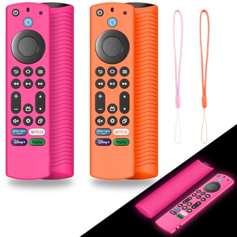 QINZAC Silikon-Schutzhülle für Firestick 4K Max (2. Generation), Insignia, Pioneer, Omni (QLED) Serie, Alexa, Sprachfernbedienung, mit Umhängeband, leuchtet im Dunkeln, leuchtet im Dunkeln, leuchtet