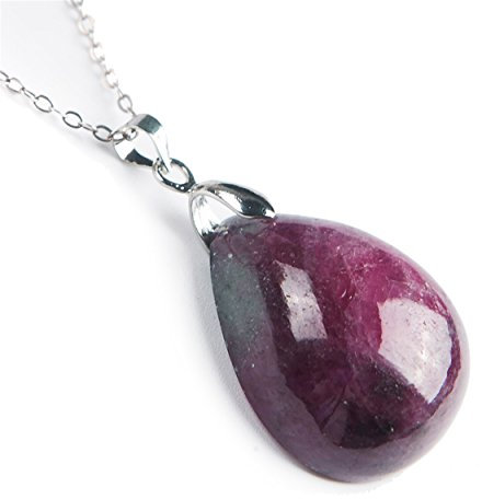 AZOOB Véritable Naturel Rubis Zoisite Gemstone Teardrop Waterdrop Perle Pendentif 28x23x12mm ERTEYIN