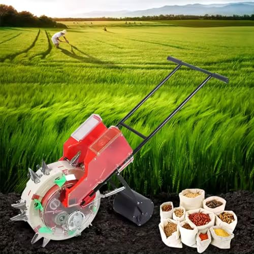 cendbirut Seed Sower & Fertilizer Applicator, Manual Seeder Planter Garden Seeder Row Planter Precise Seeding Machine Hand-Push Seeder for Corn Soy Peanut Cotton Soybean,7 Holes