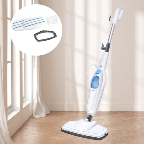 Scopa a vapore 1500 W, pulitore a vapore per pavimenti in legno, bagno, cucina, uccide il 99,9% dei batteri, con 2 tamponi di mop lavabili in lavatrice
