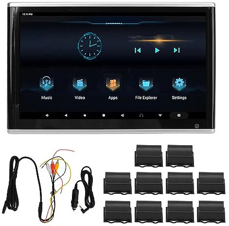 NDNCZDHC Car Headrest Monitor 13.3 Touchscreen for Android 9.0 4GB 64GB ROM 1920 X 1080 4K 1080P Video with LED Ambient Light