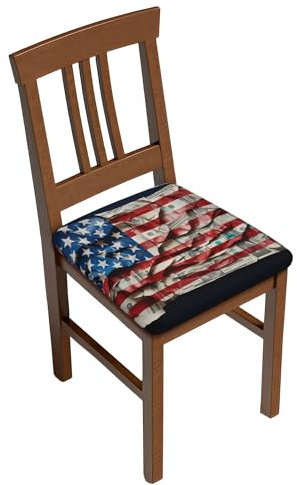 Stuhlsitzbezug 4er Set, Usa Flag Esszimmerstuhl Sitzkissen Schutzbezüge Wasserdichter Esszimmerstuhl Stuhlbezug für Zuhause, Hotel, Bankett
