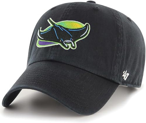 47 MLB Clean Up Primary Logo Kappe mit alternativer Farbe, verstellbar, Einheitsgröße, Tampa Bay Rays Cooperstown Black, Einheitsgröße