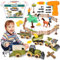 BuzzoXerex Bauernhof Spielzeug Traktor, DIY Montage Traktor Set mit Anhänger, Bauernhof Spielzeug Set mit Mähdrescher, Getreidetransporter und Heuballen, Geburtstag Geschenke für Kinder ab 3+ Jahre