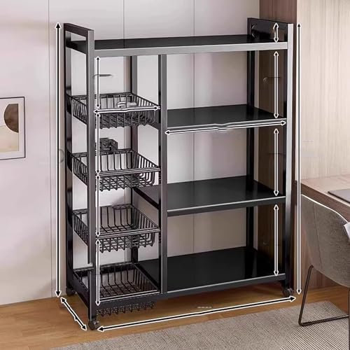 Étagère de rangement de cuisine en métal avec roulettes – Étagère multicouche pour garage, bibliothèque, salle de bain et placard