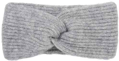 styleBREAKER Damen Strick Stirnband mit Twist Knoten und Rippenmuster einfarbig, warmes Winter Haarband, Headband 04026072, Farbe:Hellgrau meliert
