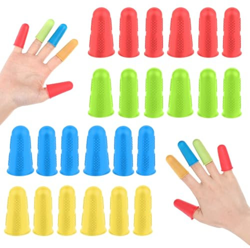 Giantree 24Pcs Finger Protectors, 3 Sizes Rubber Finger Tip, Silicone Hot Glue Finger Caps Silicone Finger Protectors, Finger Covers Thimble Rubber Finger Tips Office for Sewing Sorting Counting Task