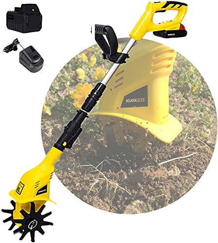Motobineuse/cultivateurs électriques sans fil, légers et 60 min de travail, motoculteurs sans fil de jardin 20 V, poteau rétractable 97 cm-127 cm, cultivateur