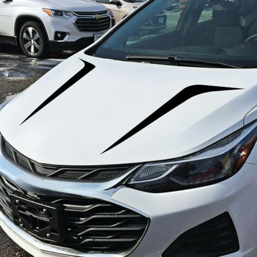 Set di 2 strisce adesive per cofano auto, in vinile, colore nero, perfette per SUV e camion