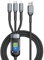 SCDOA Transparent Luminous 3 In 1 Super Fast Charging Cable, Universal 2m Charging Cable for All Devices