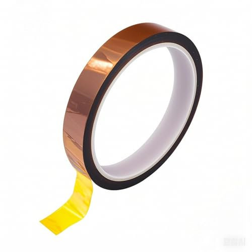 Misuyue 18mm Kapton Tape, Hitzebeständiges Klebeband bis zu 300℃, 33m/108ft Polyimid Film Isolierband Klebeband für 3D-Drucker Löten, Sublimation, Elektronik Leiterplatten (Brau)