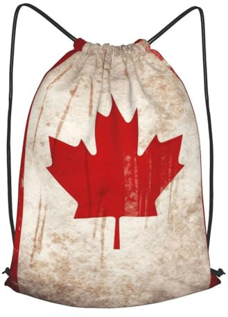 SMAZDFXX Kordelzug-Rucksack mit Retro-Kanada-Flagge, Kordelzug-Tasche, Sackpack, faltbarer Rucksack, Sport-Sporttasche zum Einkaufen, Yoga