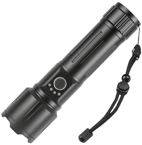 Tking Torches LED Super Bright 50000 Lumen Rechargeable Torch 5 Light Modes Adjustable Camping Torches USB Tactical Flashlight IPX Waterproof for Outing Camping Cycling, Running, Dog Walking (Style 3)