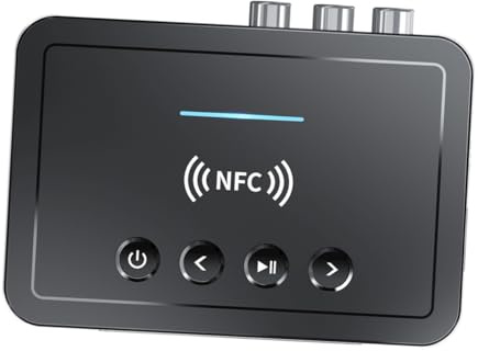 Operitacx Kabelloser Funk 5.0 Audioempfänger NFC Adapter mit 10m Reichweite Digitaler Audiokonverter für Pc, Auto und Heim-audiosysteme Kompatibel mit Leistungsverstärkern und Lautsprechern