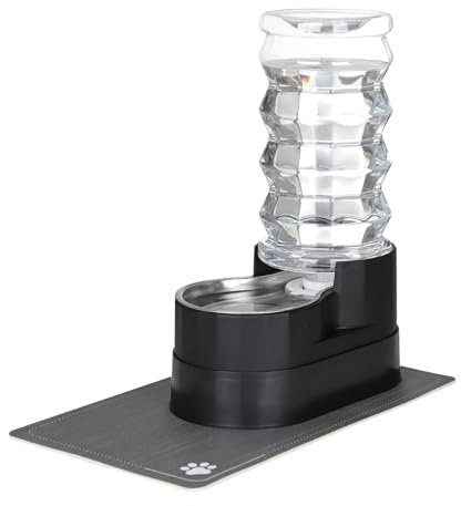 Sfozstra Automatischer Tränkeautomat, Edelstahl-Tiertränke mit wasserdichtem Pad, erhöhter Randspender für Katzen und Hunde (eisenhaltig, 8L)