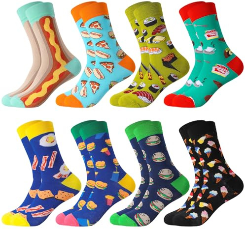 Utensilsto 8 Paar Socken Herren 39-42 Baumwollesocken Bunte Herren Socken | Lustige Herrensocken mit Geometrie Motiv Strümpfe Verrückte Witzige Coole Geschenke für Männer Herren Jungen Geometrie