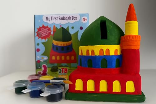 Date Tree Books ltd My First Sadaqah Box; Madinah Mosque - Ceramic Mosque Painting Kit with Paint Pots and Brush
