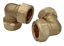 PlumbEZ 22mm Compact Compression Elbow Fittings – Brass 90° Plumbing Bend for Copper & Plastic Pipe | Leak Proof Compression Joints for Water, Gas & Heating Systems (2)