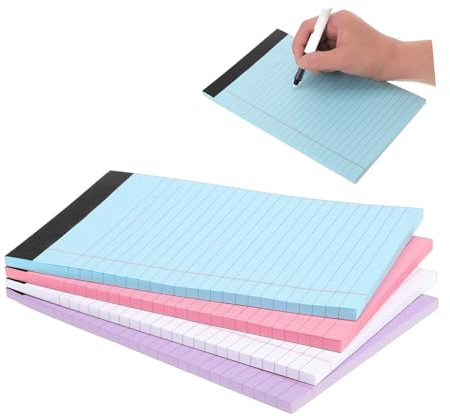 FUNOMOCYA Notizbuch 4 Stück Bunte Notizblätter A5 Format Rechtsblock Entwurfspapier Vielseitig Verwendbar Schreibblock für Büro Schule Heimgebrauch