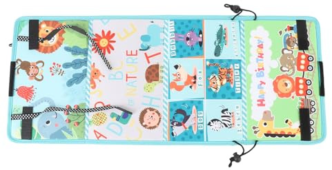 Jiawu Tragbarer, Kontrastreicher Tummy-Time-Spiegel mit Crinkle-Stoffbuch Zur Stimulation des Frühen Lernens