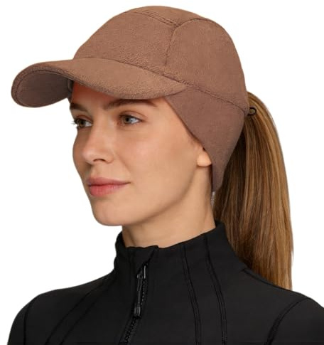 Magracy Bonnet en polaire avec cache-oreilles rabattables pour l'hiver, chapeau réfléchissant pour queue de cheval pour femme et homme, casquette de baseball