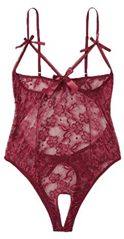 EODJXIO Donna Hot Backless Open Teddy Bow Crotch Hollow Lingerie Donne Lace Jumpsuit Bodysuit Vestiti Estivi Sexy Vestito da Cameriera