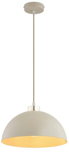 KAR LIGHTING Pendellampe 1-flammig Beige – Moon Ecru Kaschmir Leuchte aus Metall – E27 Lampe für Küche oder Esszimmer – LED geeignet