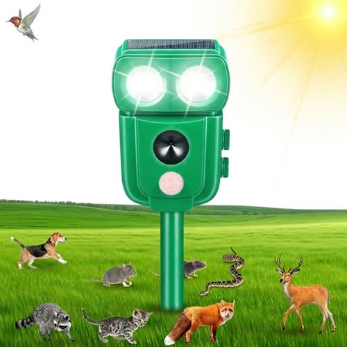 EMS Repellente per gatti Ultrasonic Solar Powered Bird Repellent Deterrent for Pigeons Birds Dogs Cats Mice Foxes Animals 4 modalità regolabili