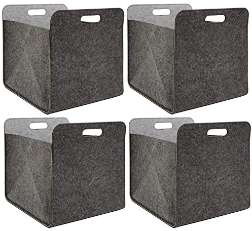 DuneDesign 4er Set: Recycling Filz Aufbewahrungsbox 33x38x33 - Kompatibel mit Kallax Regal - Cube Organizer Regalfach Einsatz - Ordnungsbox Kinderzimmer Filzkorb Aufbewahrung Kinder Spielzeugkiste