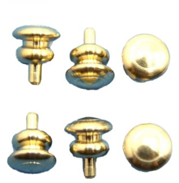 Melody Jane Dolls House Set 6 Round Gold Plated Brass Door Knobs Builders DIY Fittings 1:12