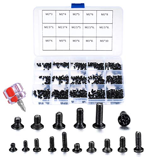 Viti micro assortite M2 M2.5 M3, set di viti autofilettanti, viti a testa piatta rotonda e piatta, kit di viti di riparazione per computer portatili, kit di viti elettroniche a testa svasata, 450