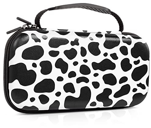 Carrying Case for Nintendo Switch/Switch OLED Model (2021), Lokigo Portable Travel Girls Carry Case Protective Hard Shell with 20 Game Card Cartridges for Switch Console & Accessories, Cow Print
