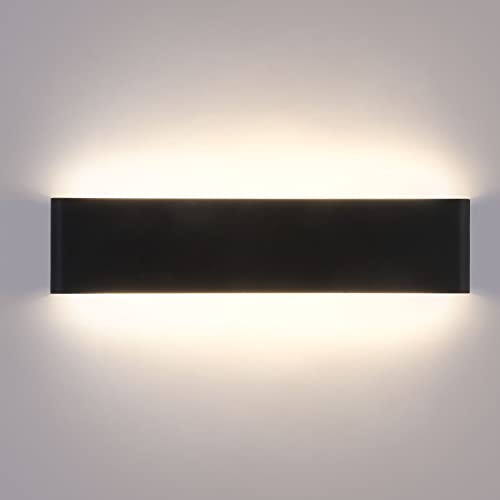 Lightess 18W 40CM Wandleuchte Innen LED Schwarz Flurlicht Modern Treppenhaus Beleuchtung Wandlampe mit Up Down Licht IP44 aus reinem Aluminium für Wohnzimmer Schlafzimmer Flur, Neutralweiss