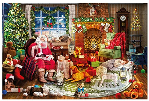 THE TWIDDLERS - 1000 Piece Christmas Jigsaw Puzzle Festive Santa Design for Kids & Adults - Xmas Gift Activity Jigsaws 87 x 57 cm