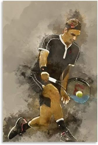 Puzzle 1000 Teile Erwachsene und Kinder Tennisspieler Roger Federer HD Tennis Poster Holz Puzzles Stress Freisetzung Spiel 1000 Piece 29.5x19.6inch(75x50cm) Kein Rahmen