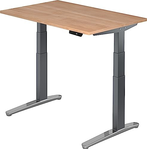 bümö elektrisch höhenverstellbarer Schreibtisch 120x80 cm mit Memory-Steuerung - Design Schreibtisch höhenverstellbar elektrisch, elektrischer Schreibtisch Nussbaum, Gestell Graphit/alu